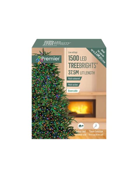 Premier Festive 1500 Multi-Action LED TreeBrights Green Cable | Various Colours