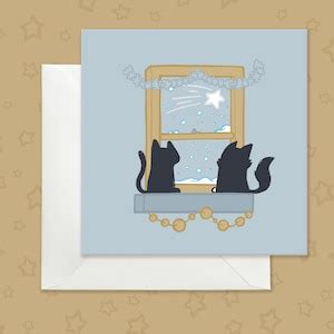 10 Black Cat Christmas Cards, Christmas Card Multipack, Pack of Silver ...