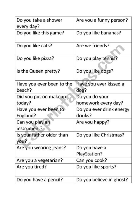 question game cards no yes - ESL worksheet by Sari1982