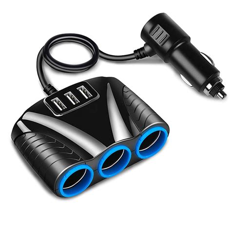 3 Way Car Cigarette Lighter Socket Power Adapter Multi Splitter Outlet ...