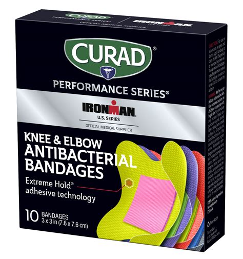 Curad Performance Series Extreme Hold Antibacterial Knee & Elbow Adhesive Bandages, 10 count ...