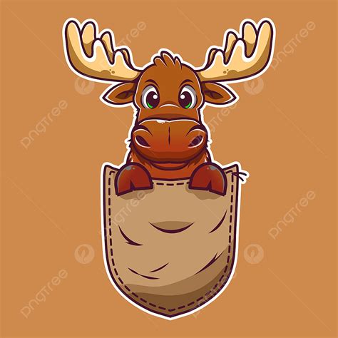 Cute Moose Vector Hd Images, Cute Cartoon Moose In A Pocket, Lover, Clothes, Animal PNG Image ...