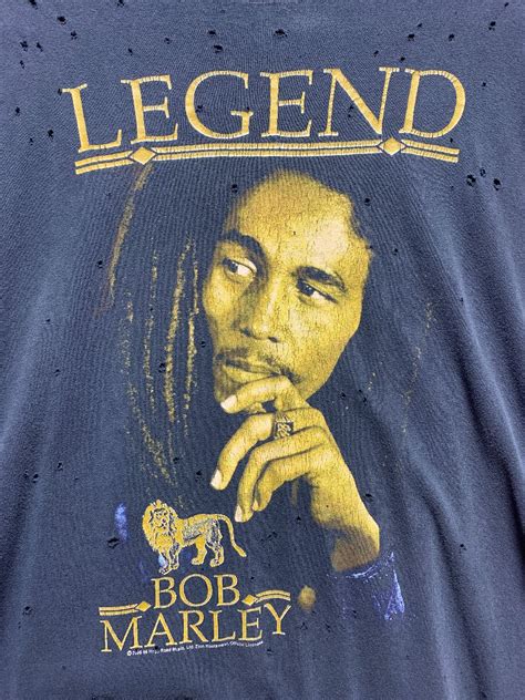 Classic Bob Marley Legend Album Cover Tshirt Distressed Holes ...