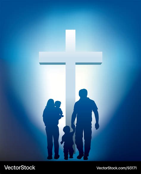 Christian family silhouette Royalty Free Vector Image