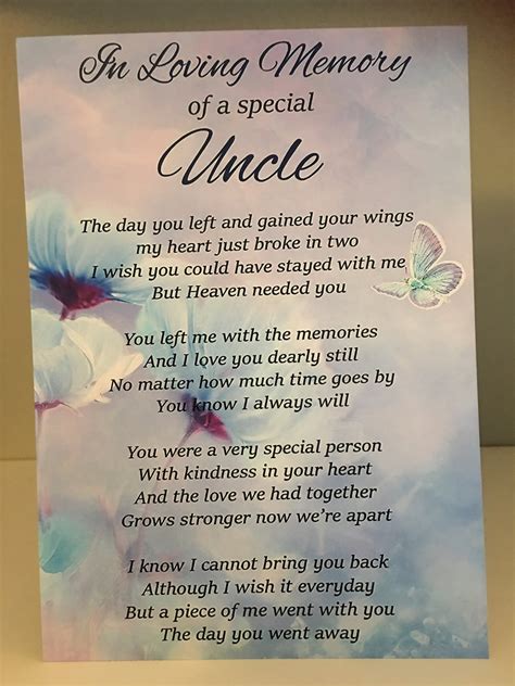 In Loving Memory Of A Special Uncle Grave Card 7 x | Etsy