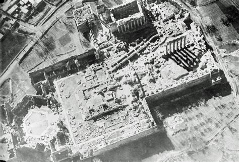 Aerial view of the ruins of the Jupiter and Bacchus temple in Baalbek ...