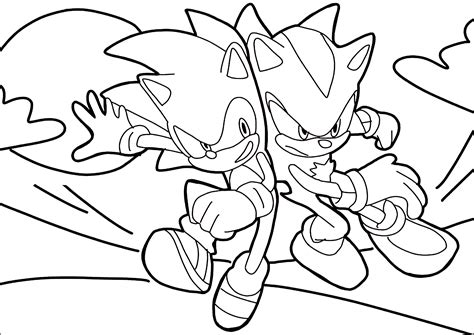 Shadow the hedgehog with Sonic - Sonic Coloring Pages