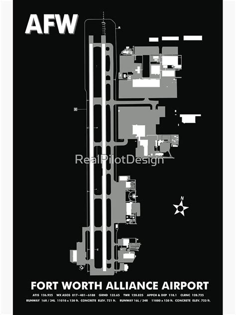 "AFW Fort Worth Alliance Airport Diagram Art" Sticker for Sale by ...