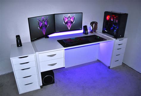 http://ift.tt/2G8Jn25 ultimate RGB PC gaming setup with alex drawers Gaming Desk Setup, Best ...