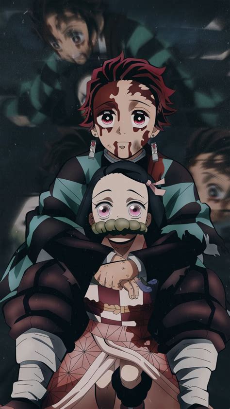 two anime characters are sitting on top of each other in front of a ...