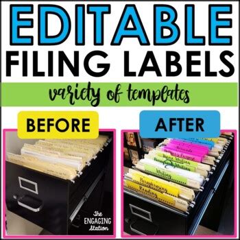 Editable Filing Cabinet Labels/Strips by The Engaging Station | TPT