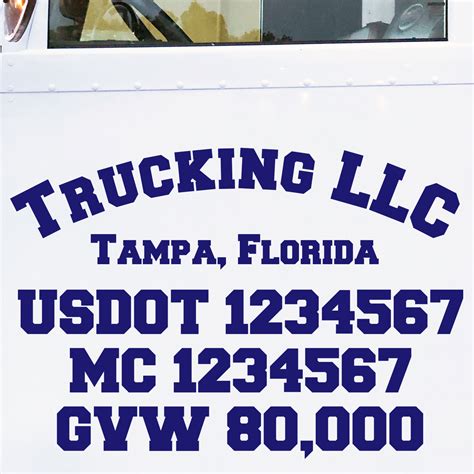 Arched Custom Truck Door USDOT Decal Lettering Sticker (Set of 2) – USDOT NUMBER STICKERS