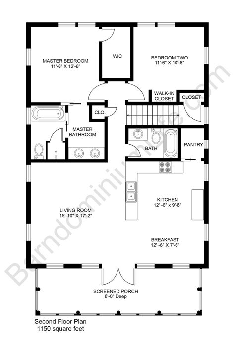 2 Bedroom Barndominium Floor Plans