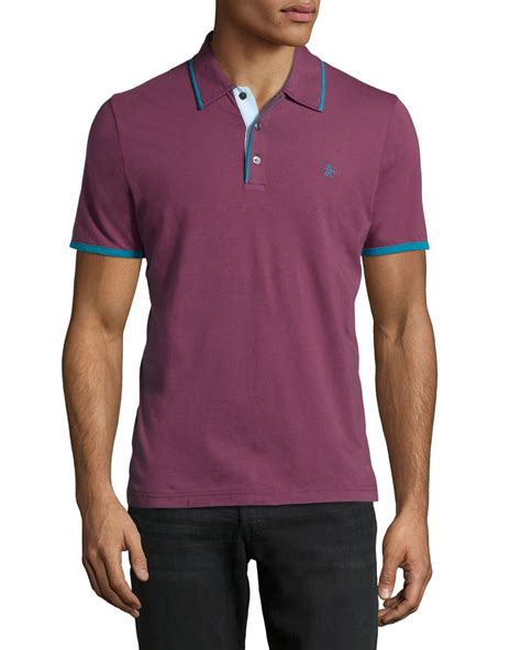 Original penguin Classicfit Tricolor Jersey Polo Shirt in Purple for Men (MAUVE WINE) | Lyst