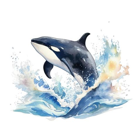 Premium AI Image | Watercolor handdrawn orca illustration