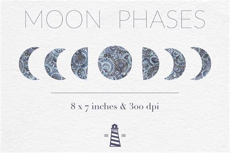 Moon Phases Clipart, Lunar Graphics (121104) | Decorations | Design Bundles