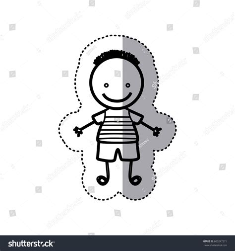 Sticker Sketch Silhouette Caricature Boy Hairstyle Stock Vector ...