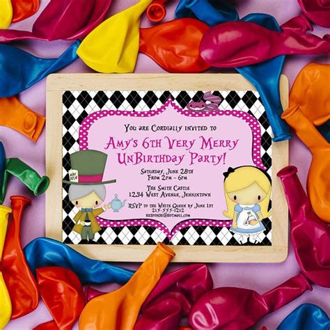 Alice in Wonderland Birthday Invitation Mad Hatter Unbirthday - Etsy | Birthday invitations kids ...