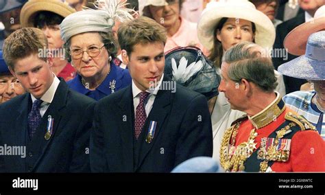 The Prince of Wales with Prince Harry and Prince William on June 4th 2002, at St Paul's ...