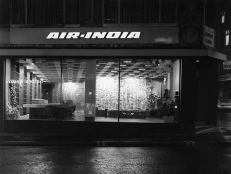 Booking Office for Air India, New Bond Street, London: the new frontage at night showing the ...