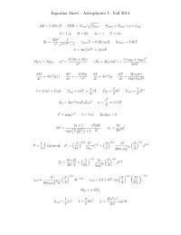 Astrophysics I Equation Cheat Sheet - Docsity