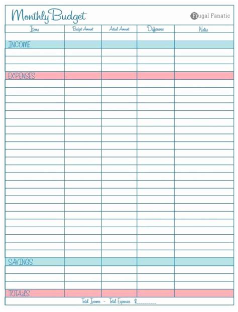 Printable Expense Worksheet