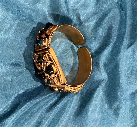 Vintage 40s Deco Emerald Gold Bracelet Estate Costume High End - Etsy