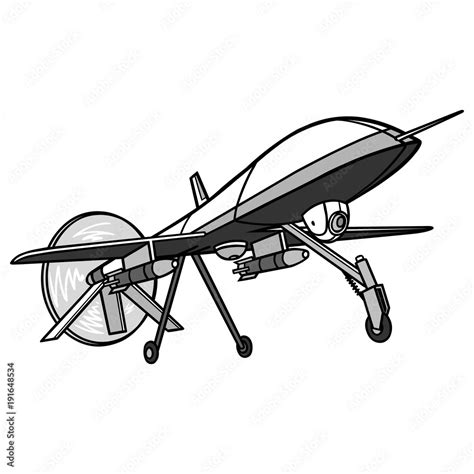 Drone Illustration - A vector cartoon illustration of a military Drone ...