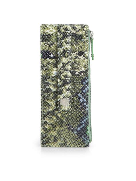 Lodis Regal Snake Credit Card Zip Wallet in Green (olive) | Lyst