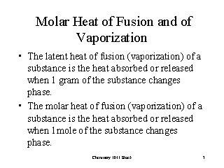 Molar Heat Of Fusion Examples