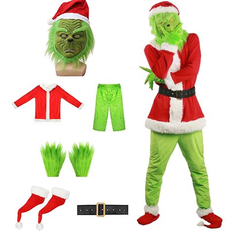 Christmas Adult Santa Grinch Costume 7Pcs - Walmart.com