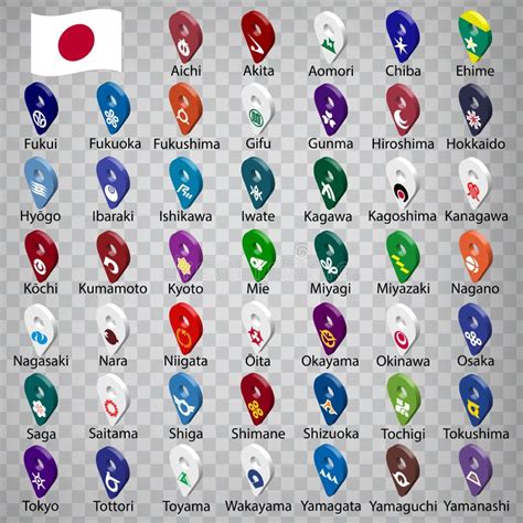 Forty Seven Flags the Prefectures of Japan - Alphabetical Order with ...