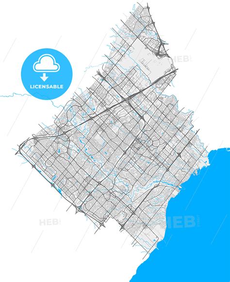 Mississauga, Ontario, Canada, high resolution vector map - HEBSTREITS