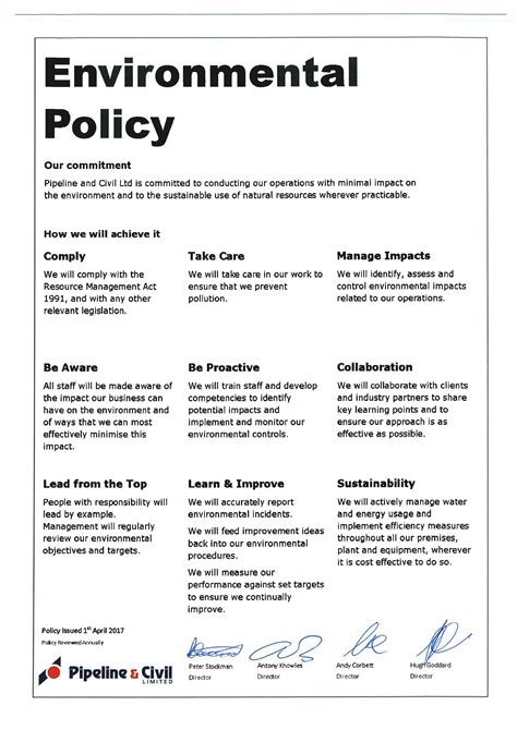 Environmental Policy 2017 - Pipeline & Civil