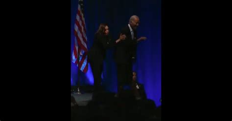 Watch: Kamala Harris at the Ready to Save Joe Biden from Tumbling off Stage – IJR