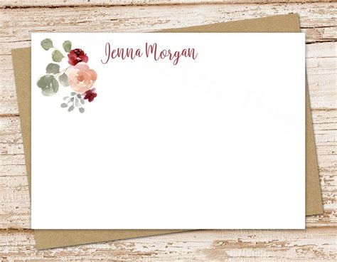 Personalized Floral Note Card Set . Botanical Notecards . Bohemian ...