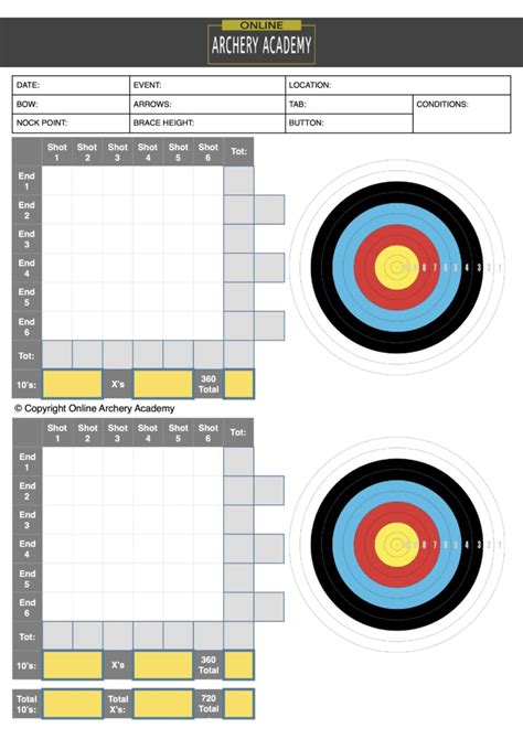 Archery Score Sheet PDF's - Printable Score Cards for Free