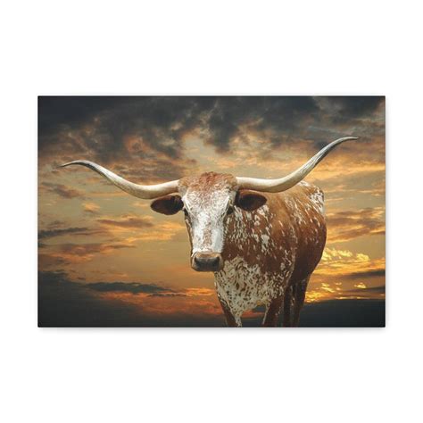 Texas Longhorn Steer Gallery Wall Art Color Canvas Ready to - Etsy