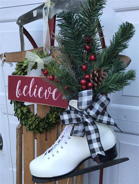 Decorated Ice Skate, Ice Skate Hanging, Christmas Figure Skate, Buffalo ...