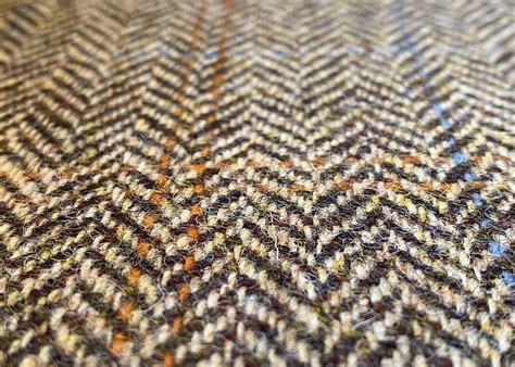 Harris Tweed Herringbone Moss Fabric | L002H-EHMO - Wood Bros