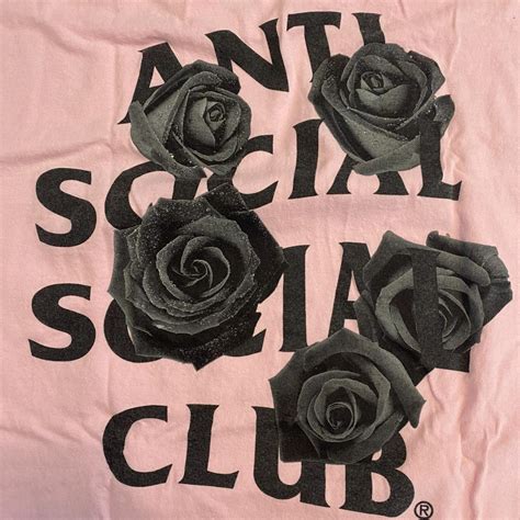 Anti Social Social Club ASSC Black Roses Tee Pink... - Depop