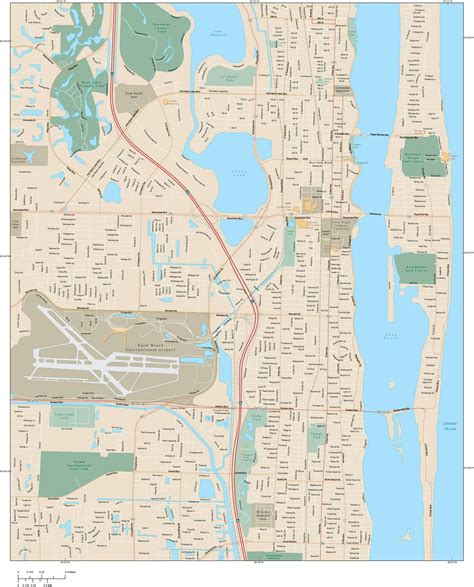 West Palm Beach Map with Local Streets in Adobe Illustrator vector format