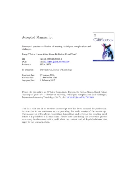 (PDF) Transseptal puncture - Review of anatomy, techniques, complications and challenges