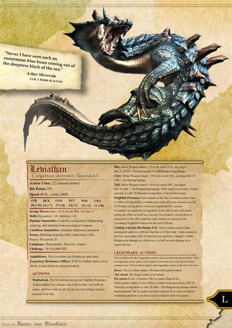 Leviathan Dungeons and dragons by RavenVonBloodimir | Dnd monsters, Dungeons and dragons ...