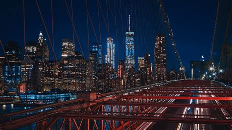 New York, USA, Brooklyn, bridge, night, lights Wallpaper | 3840x2160 ...