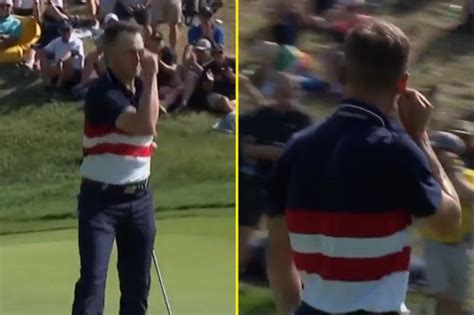 Team USA star Justin Thomas taunts fans at Ryder Cup by tipping imaginary cap and cupping ears ...