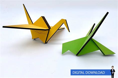 Origami Style Crane and Bird – Big Blue Laser Designs