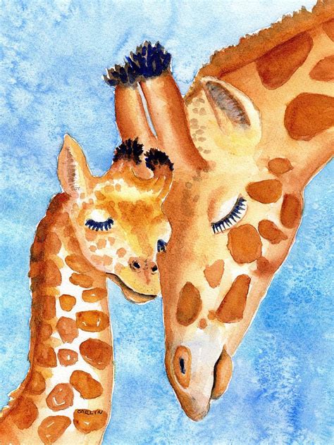 Giraffe Baby and Mother Painting by Carlin Blahnik CarlinArtWatercolor ...