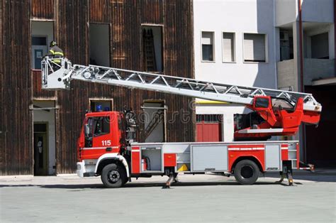 Fire Trucks Ladder Truck during a Rescue Mission Editorial Photo ...