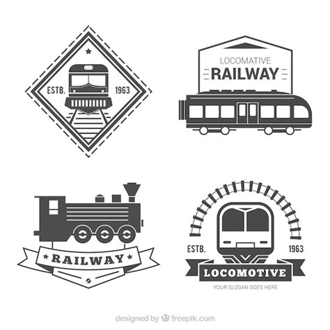 Black and white train logo collecti | Free Vector